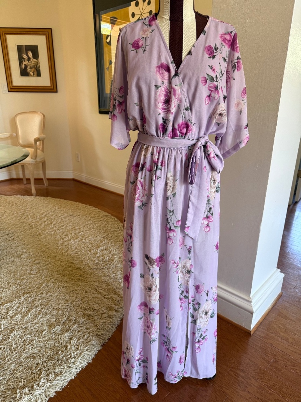 Boho Floral Maxi Dress Women's Size Medium Cottagecore Party Wedding